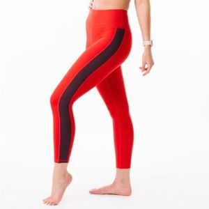 Zyia Active Red Royalty Striped Light N Tight Leggings Size 4
